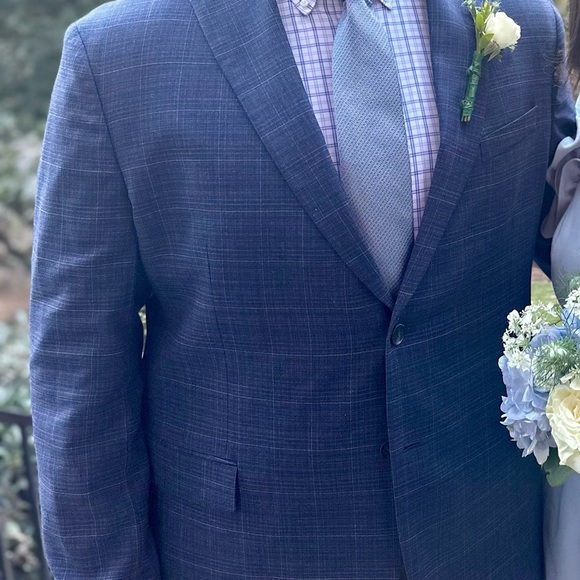 Men’s Navy Blue windowpane sport coat size 48 R - Picture 1 of 5